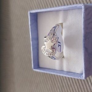 Star & Moon CZ Ring sz 7 or 8